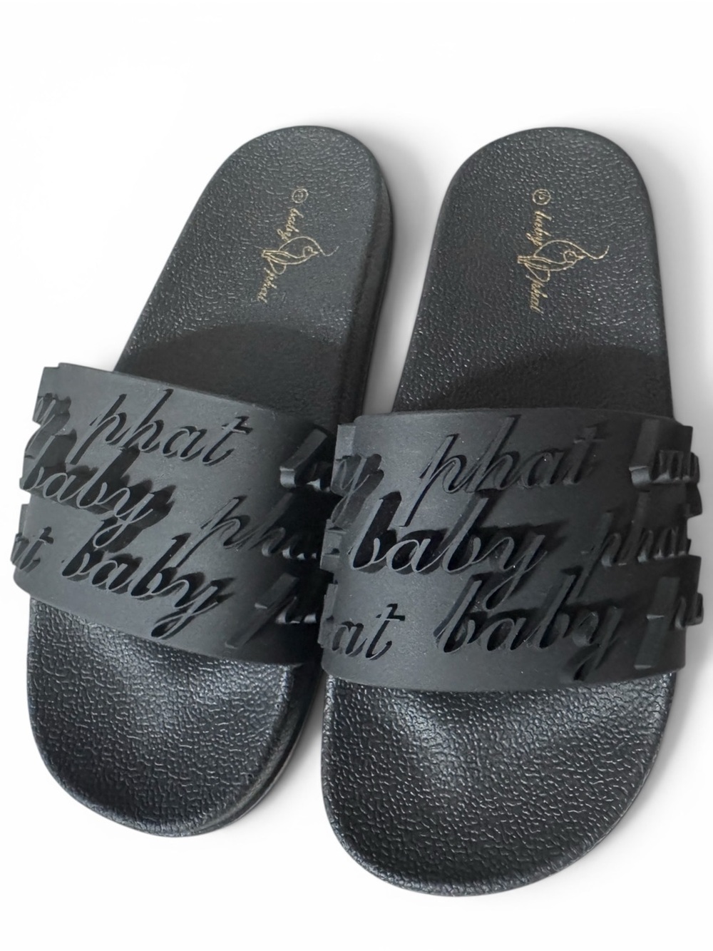 Baby Phat ' Embossed Slide Sandals Black Logo Slides